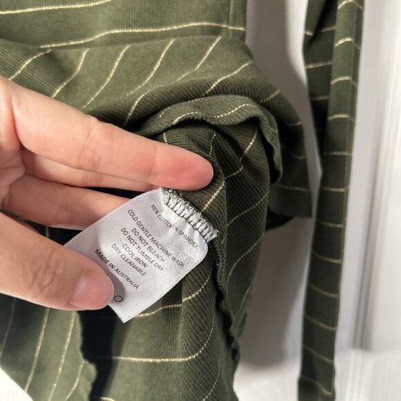 Soon Maternity Dark Green Striped Long Sleeve Ribbed Top Women's Size Small S - Picture 6 of 7